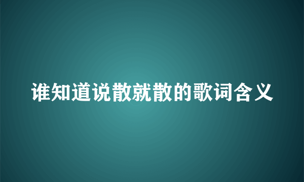 谁知道说散就散的歌词含义