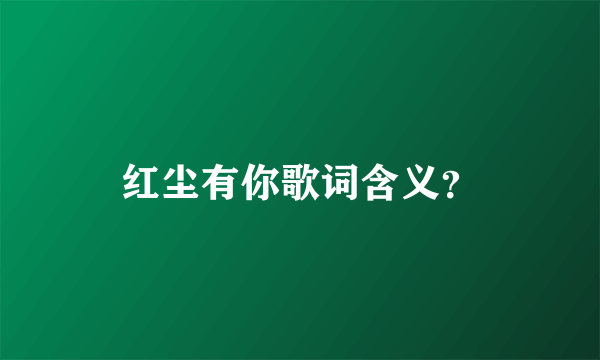 红尘有你歌词含义？