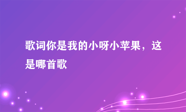 歌词你是我的小呀小苹果，这是哪首歌