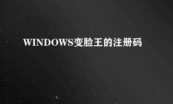 WINDOWS变脸王的注册码