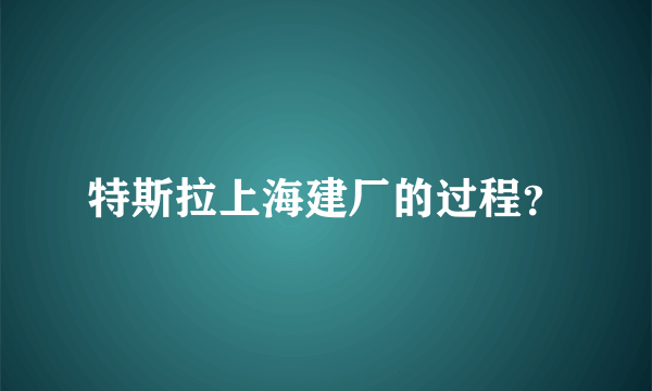 特斯拉上海建厂的过程？