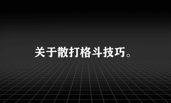 关于散打格斗技巧。