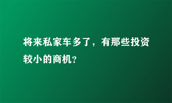 将来私家车多了，有那些投资较小的商机？