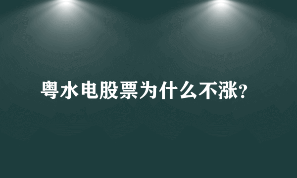 粤水电股票为什么不涨？