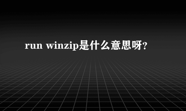 run winzip是什么意思呀？