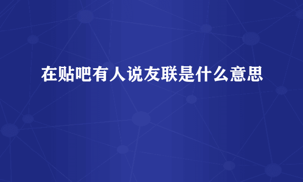 在贴吧有人说友联是什么意思