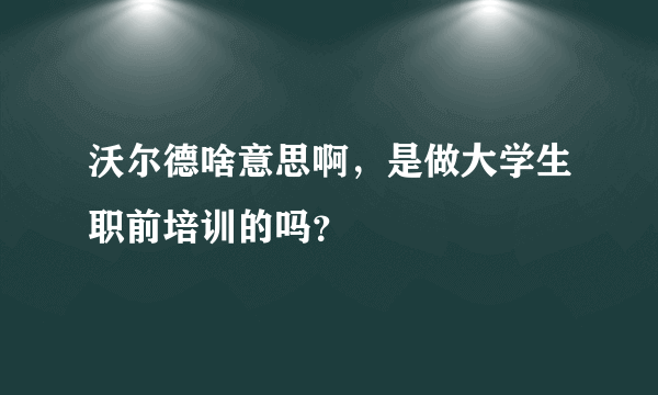 沃尔德啥意思啊，是做大学生职前培训的吗？