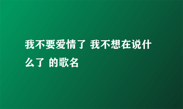 我不要爱情了 我不想在说什么了 的歌名