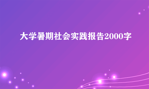 大学暑期社会实践报告2000字