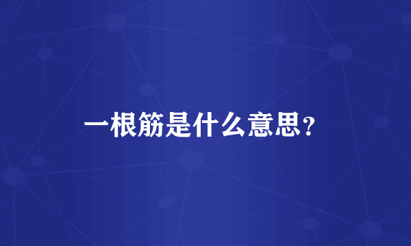 一根筋是什么意思？