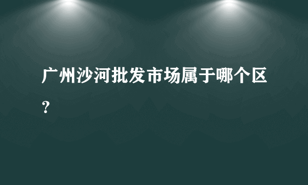 广州沙河批发市场属于哪个区？