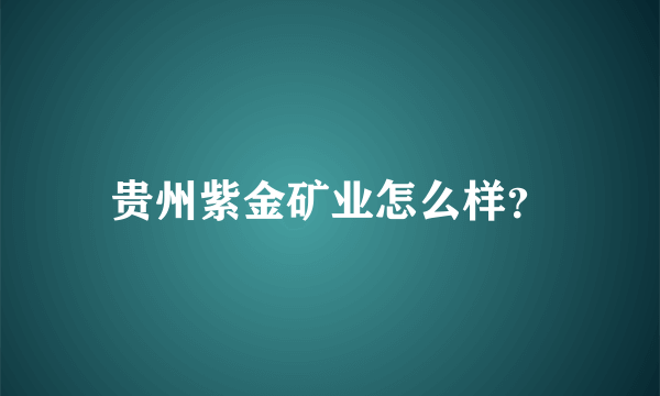 贵州紫金矿业怎么样？