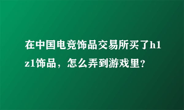 在中国电竞饰品交易所买了h1z1饰品，怎么弄到游戏里？