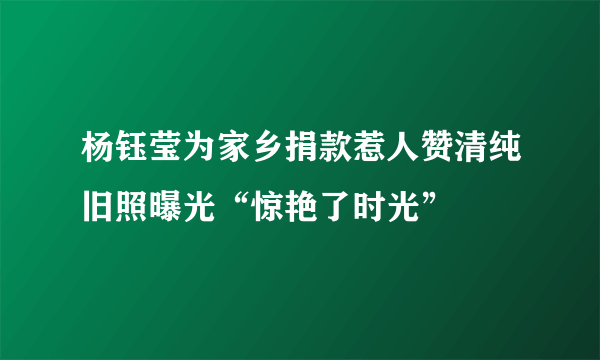 杨钰莹为家乡捐款惹人赞清纯旧照曝光“惊艳了时光”