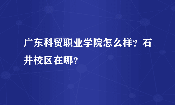 广东科贸职业学院怎么样？石井校区在哪？