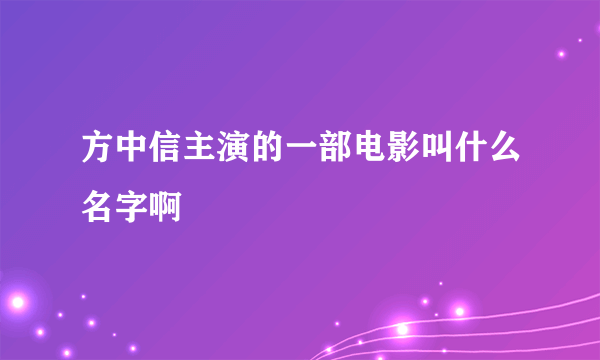 方中信主演的一部电影叫什么名字啊