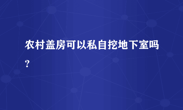 农村盖房可以私自挖地下室吗？