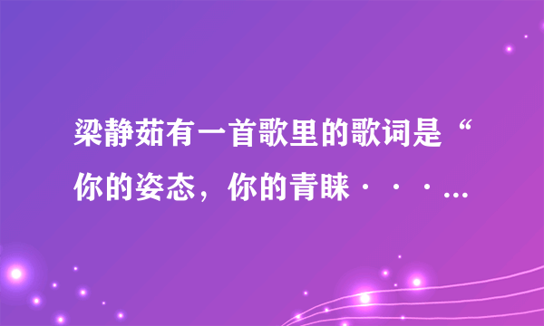 梁静茹有一首歌里的歌词是“你的姿态，你的青睐······”这首歌叫什么名字？