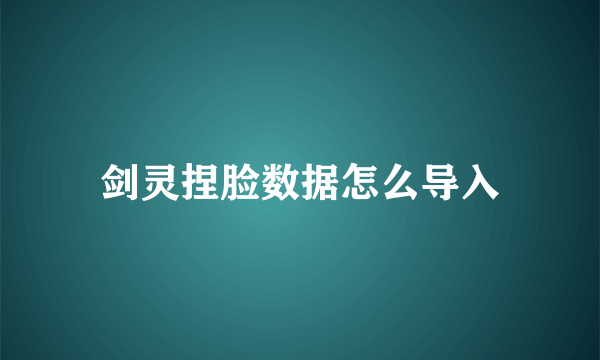 剑灵捏脸数据怎么导入