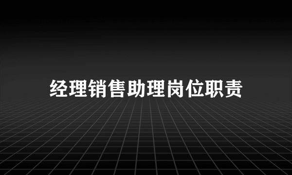 经理销售助理岗位职责