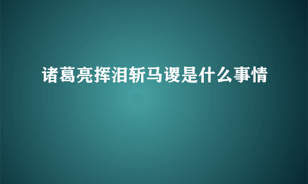 诸葛亮挥泪斩马谡是什么事情