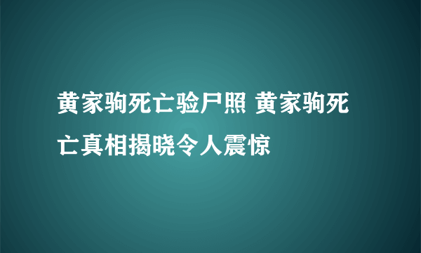 黄家驹死亡验尸照 黄家驹死亡真相揭晓令人震惊