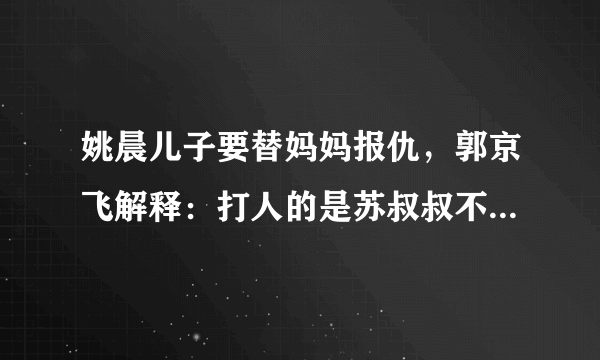 姚晨儿子要替妈妈报仇，郭京飞解释：打人的是苏叔叔不是郭叔叔，你怎么看？