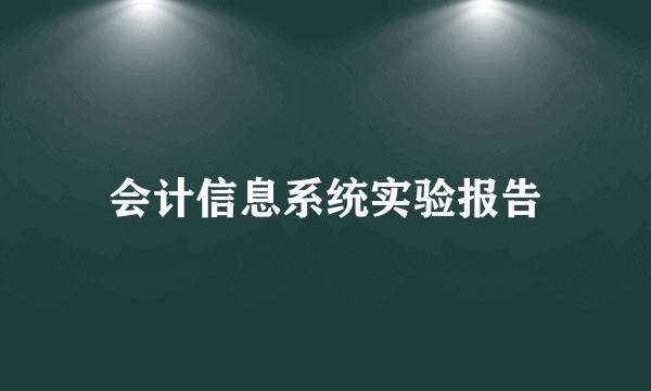 会计信息系统实验报告