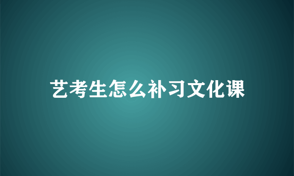 艺考生怎么补习文化课