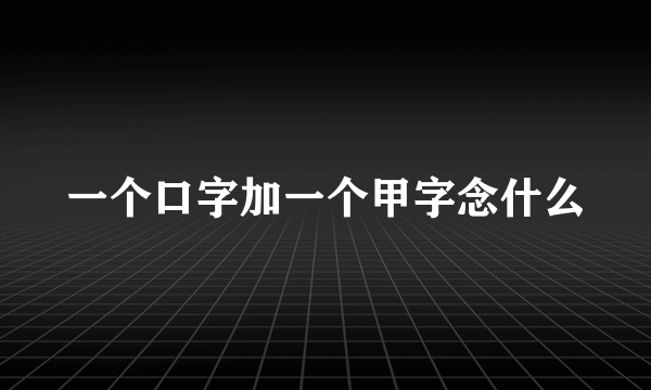 一个口字加一个甲字念什么