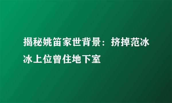 揭秘姚笛家世背景：挤掉范冰冰上位曾住地下室