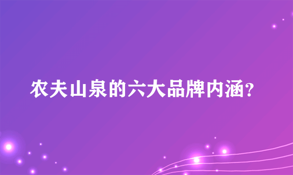 农夫山泉的六大品牌内涵？