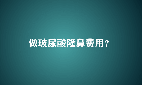 做玻尿酸隆鼻费用？