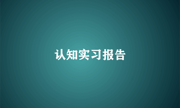 认知实习报告