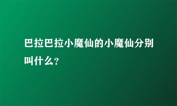 巴拉巴拉小魔仙的小魔仙分别叫什么？