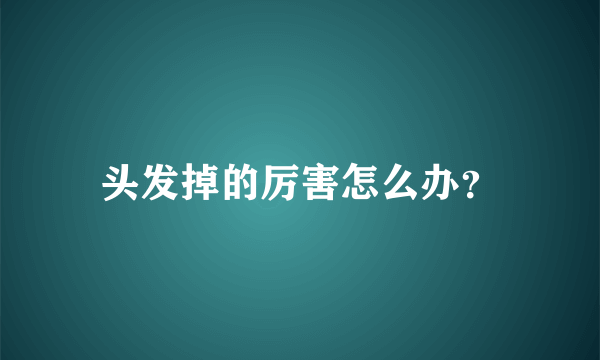 头发掉的厉害怎么办？