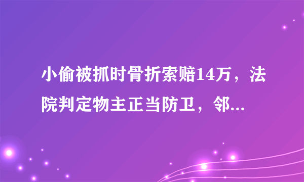 小偷被抓时骨折索赔14万，法院判定物主正当防卫，邻居见义勇为，你怎么看？