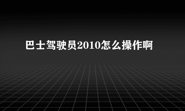 巴士驾驶员2010怎么操作啊