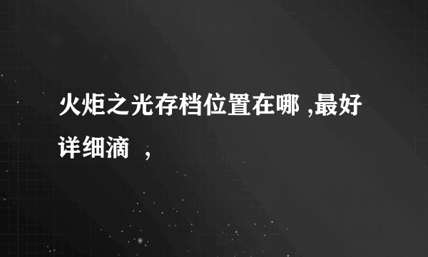 火炬之光存档位置在哪 ,最好详细滴  ,