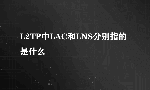 L2TP中LAC和LNS分别指的是什么