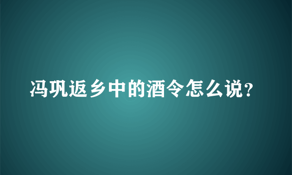 冯巩返乡中的酒令怎么说？