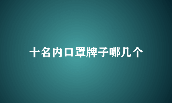 十名内口罩牌子哪几个