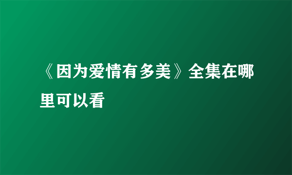 《因为爱情有多美》全集在哪里可以看