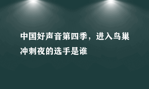 中国好声音第四季，进入鸟巢冲刺夜的选手是谁