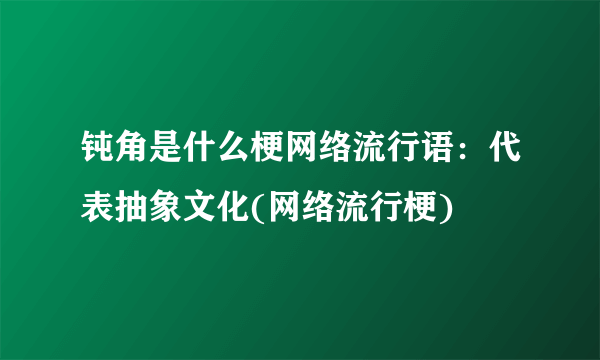 钝角是什么梗网络流行语：代表抽象文化(网络流行梗)