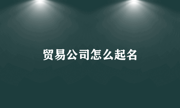 贸易公司怎么起名