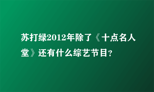 苏打绿2012年除了《十点名人堂》还有什么综艺节目？