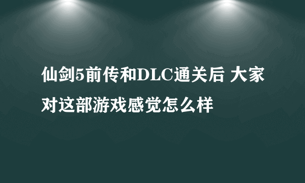 仙剑5前传和DLC通关后 大家对这部游戏感觉怎么样