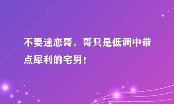 不要迷恋哥，哥只是低调中带点犀利的宅男！