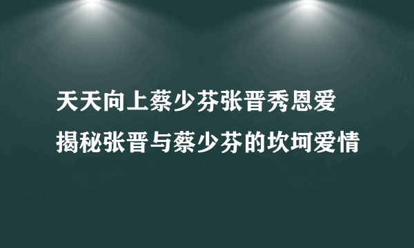 天天向上蔡少芬张晋秀恩爱 揭秘张晋与蔡少芬的坎坷爱情